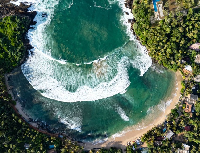 Aerial view of Hiriketiya Bay